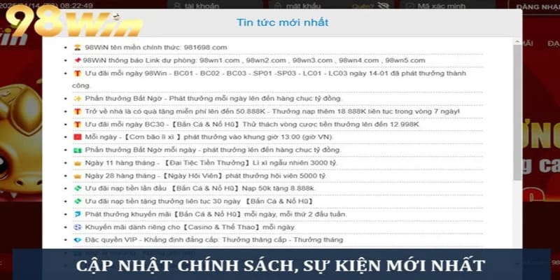 Cập nhật sự kiện ưu đãi